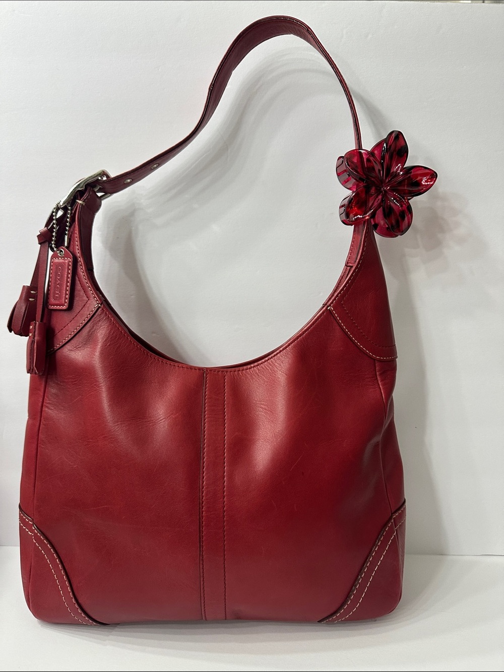 Vintage Coach red leather hobo